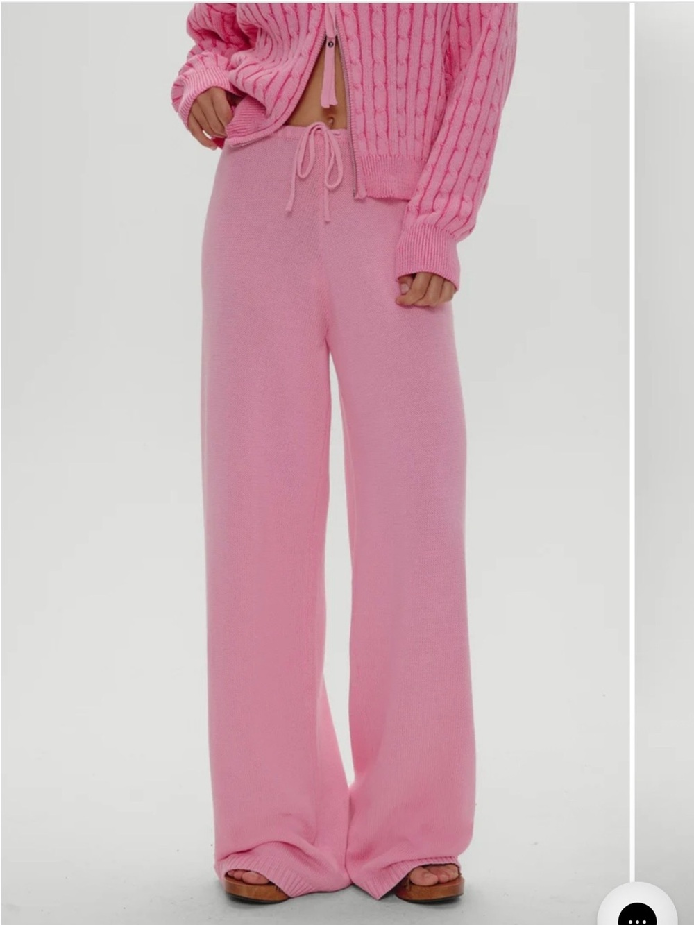 Frankie's Bikinis Pink Wide-Leg Knit Lounge Pants